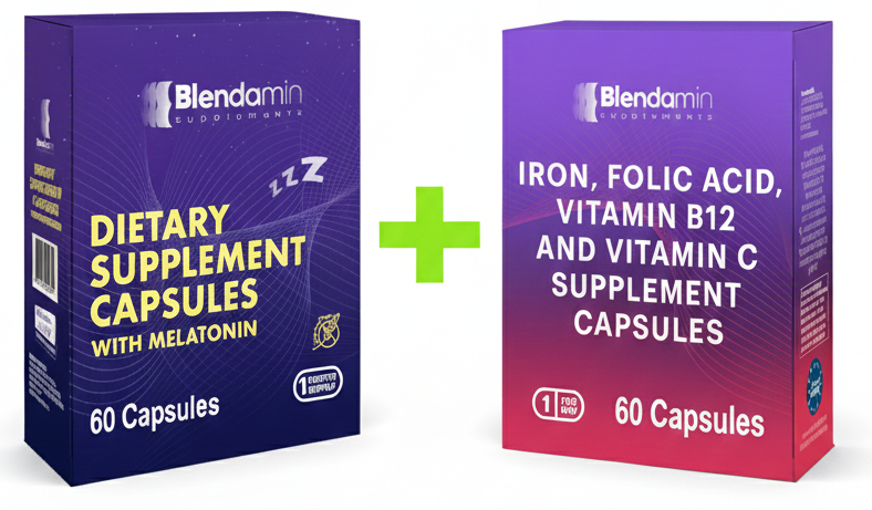 Blendamin Energy & Rest Pack: Blendamin Iron Caps + Melatonin